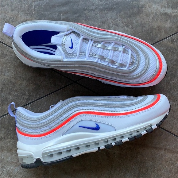 NIKE W AIR MAX 97 ESS WHITE/RACER BLUE-FLASH CRIMS - Picture 15 of 16